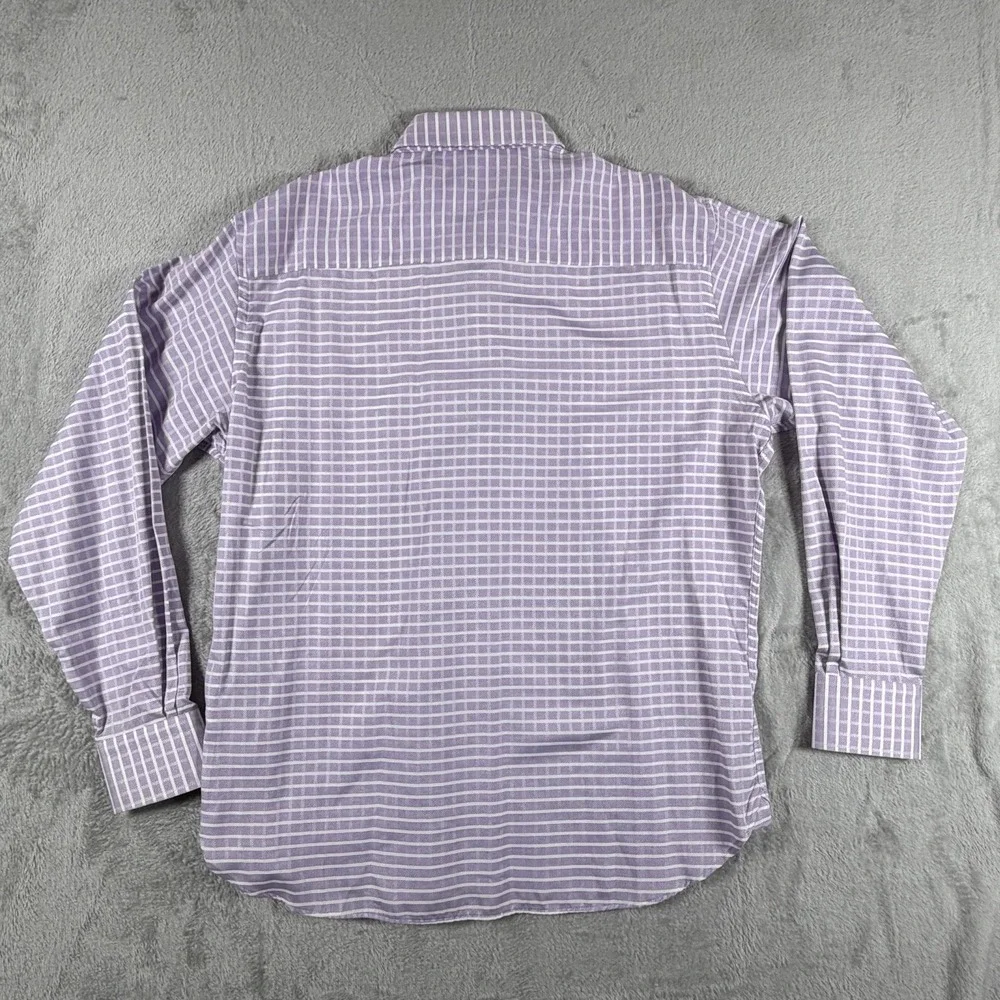 Luchiano Visconti Classic Men's XL Purple/White Check 32/33 Spread Collar Shirt